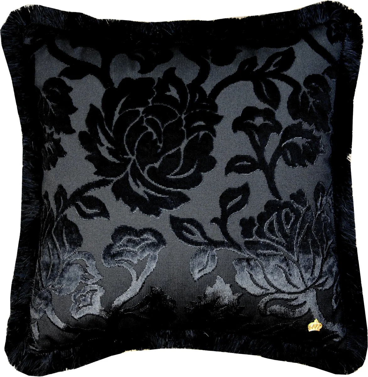Luxus Kissen Pompöös by von Harald Glööckler Elegance Collection Barock Muster Schwarz / Schwarz 50 x 50 cm - Luxuskissen