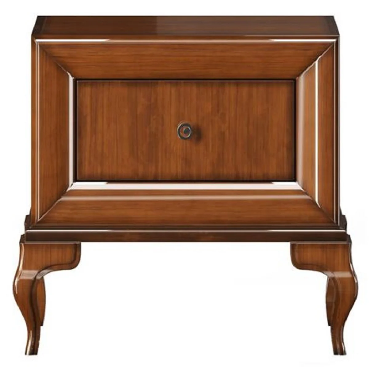 Luxus Art Deco Nachttisch Hochglanz Braun 70 x 42 x H. 65 cm - Massivholz Beistelltisch mit Schublade - Luxus Schlafzimmer Möbel - Luxus Art Deco Möbel