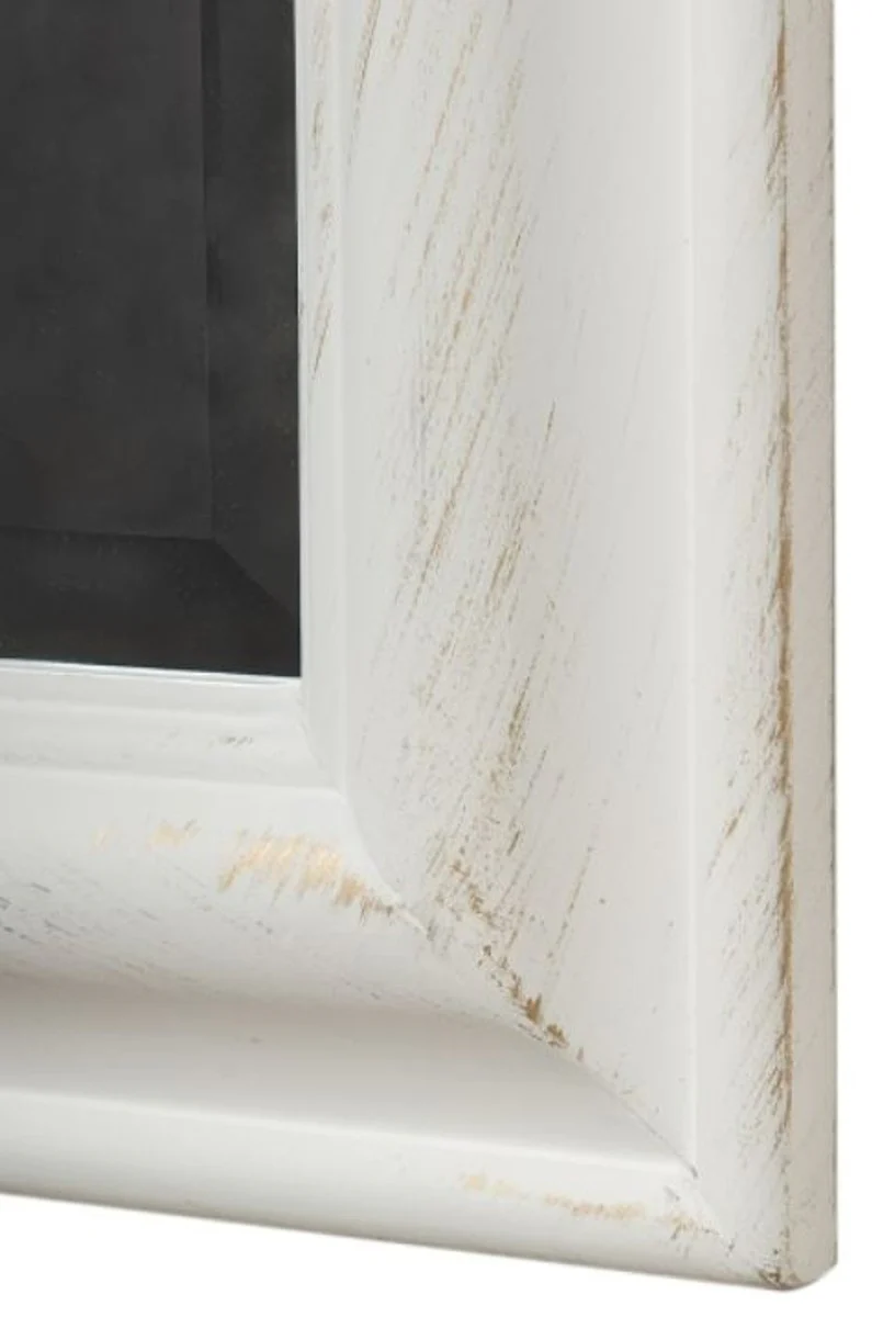 Landhausstil Wandspiegel Antik Weiß / Gold 62 x H. 187 cm - Handgefertigter Spiegel mit Holzrahmen