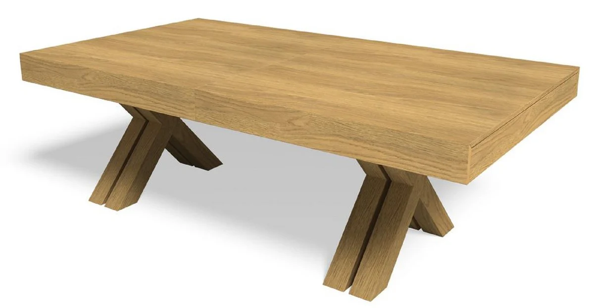 Luxus Esstisch Naturfarben 200-604 x 110 x H. 77 cm - Ausziehbarer Massivholz Konferenztisch - Esszimmer Möbel - Büro Möbel - Massivholz Möbel - Luxus Möbel