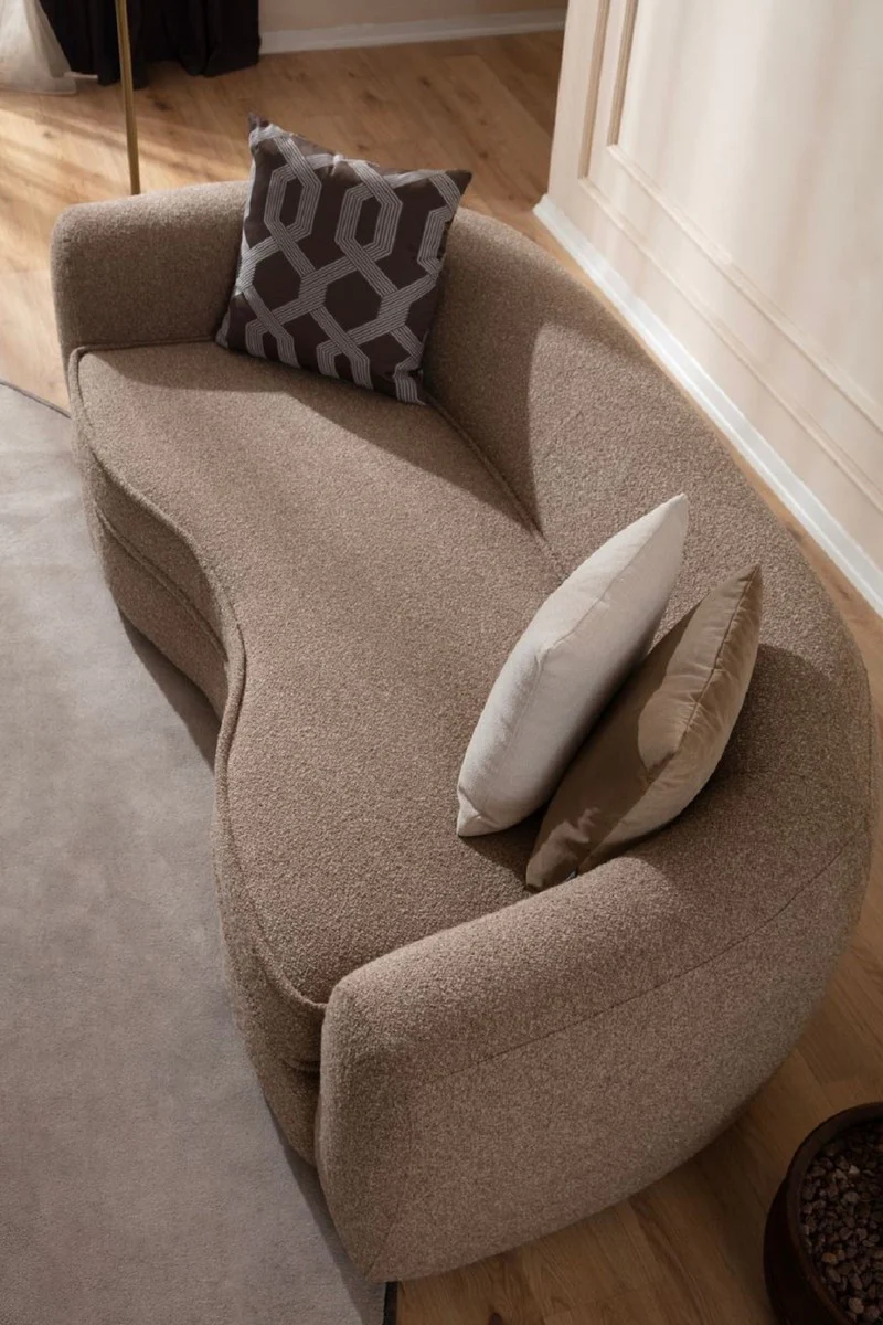 Luxus Sofa Braun / Schwarz 250 x 106 x H. 72 cm - Wohnzimmer Sofa - Hotel Sofa - Wohnzimmer Möbel - Wohnzimmer Einrichtung - Hotel Möbel - Luxus Möbel - Luxus Einrichtung