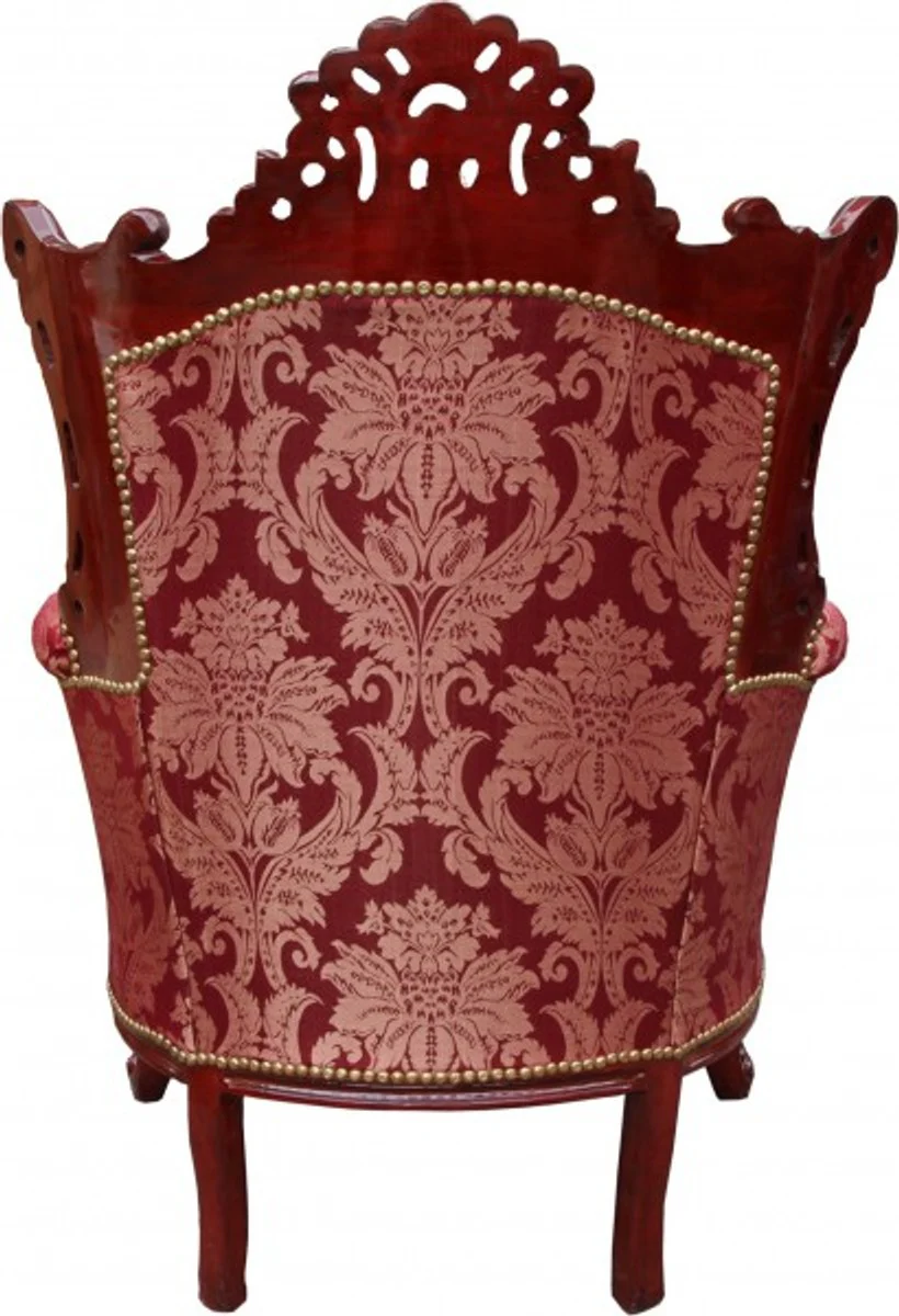 Barock Sessel Al Capone Bordeaux Muster Braun / Rot - Antik Stil Möbel