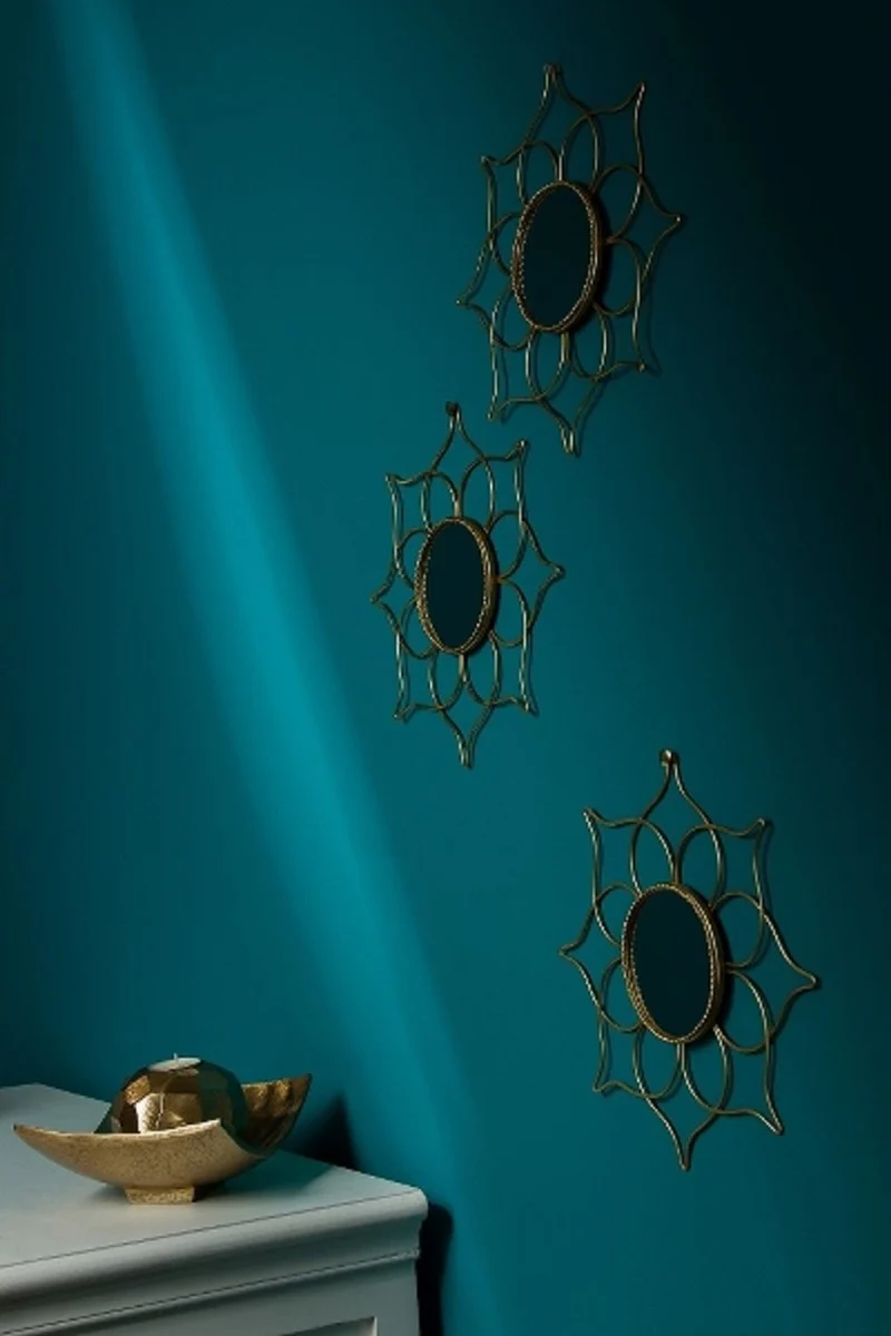 Designer Spiegel Set Gold Ø 25 cm - Wandspiegel 3er Set