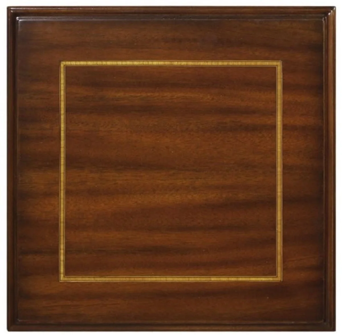 Luxus Jugendstil Mahagoni Holz Wohnzimmer Beistelltisch mit Schublade Dunkelbraun / Gold 40 x 40 x H. 61 cm - Luxus Qualität