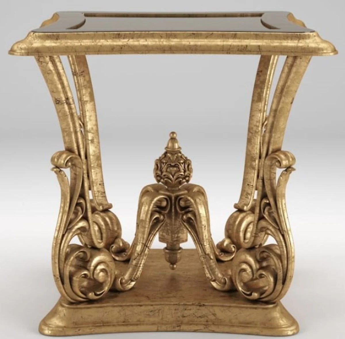 Luxus Barock Beistelltisch Antik Gold 70 x 70 x H. 70 cm - Prunkvoller Tisch im Barockstil - Barock Wohnzimmer Möbel