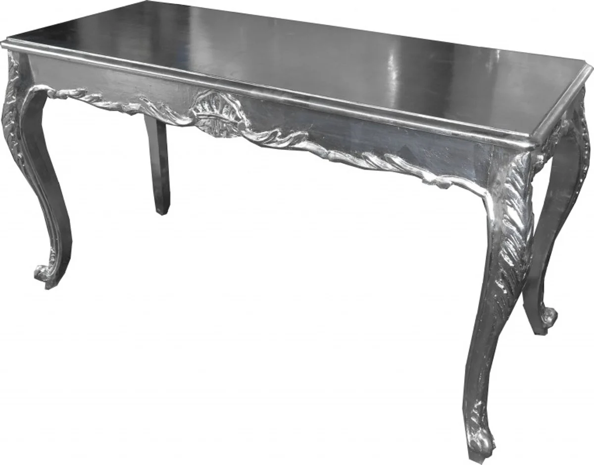 Barock Esstisch Silber 140 x 60 cm - Esszimmer Tisch - Möbel Esstisch - Konsolentisch - Konsole