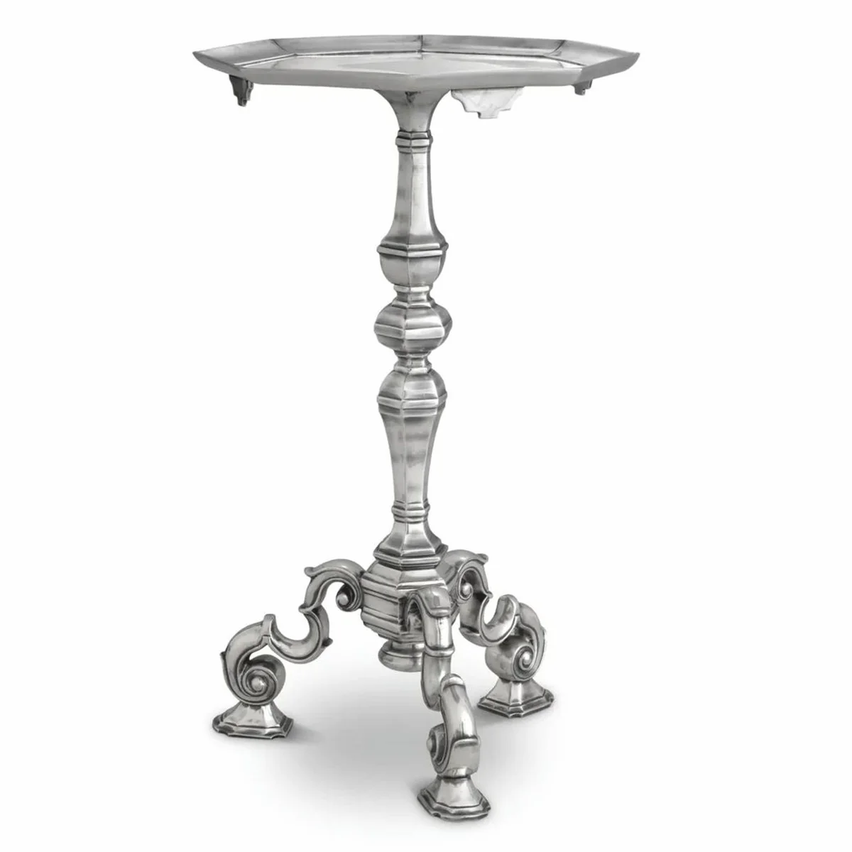 Luxus Barock Beistelltisch Antik Silber H. 66 cm - Barock Hotel Möbel