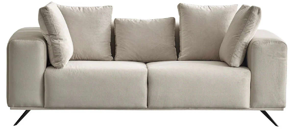 Luxus Sofa Grau / Schwarz 203 x 96 x H. 87 cm - Wohnzimmer Sofa - Hotel Sofa - Wohnzimmer Möbel - Wohnzimmer Einrichtung - Hotel Möbel - Luxus Möbel - Luxus Einrichtung