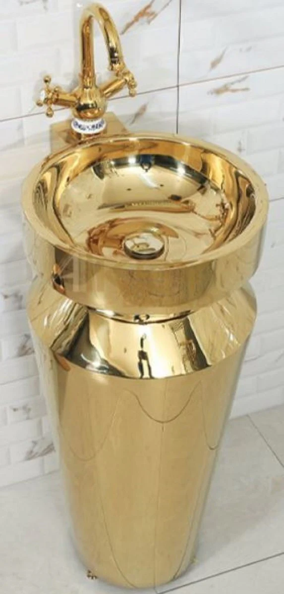 Luxus Edelstahl Waschtisch Gold 40 x H. 86 cm - Goldene Badezimmer Möbel - Hotel & Restaurant Kollektion - Luxus Qualität