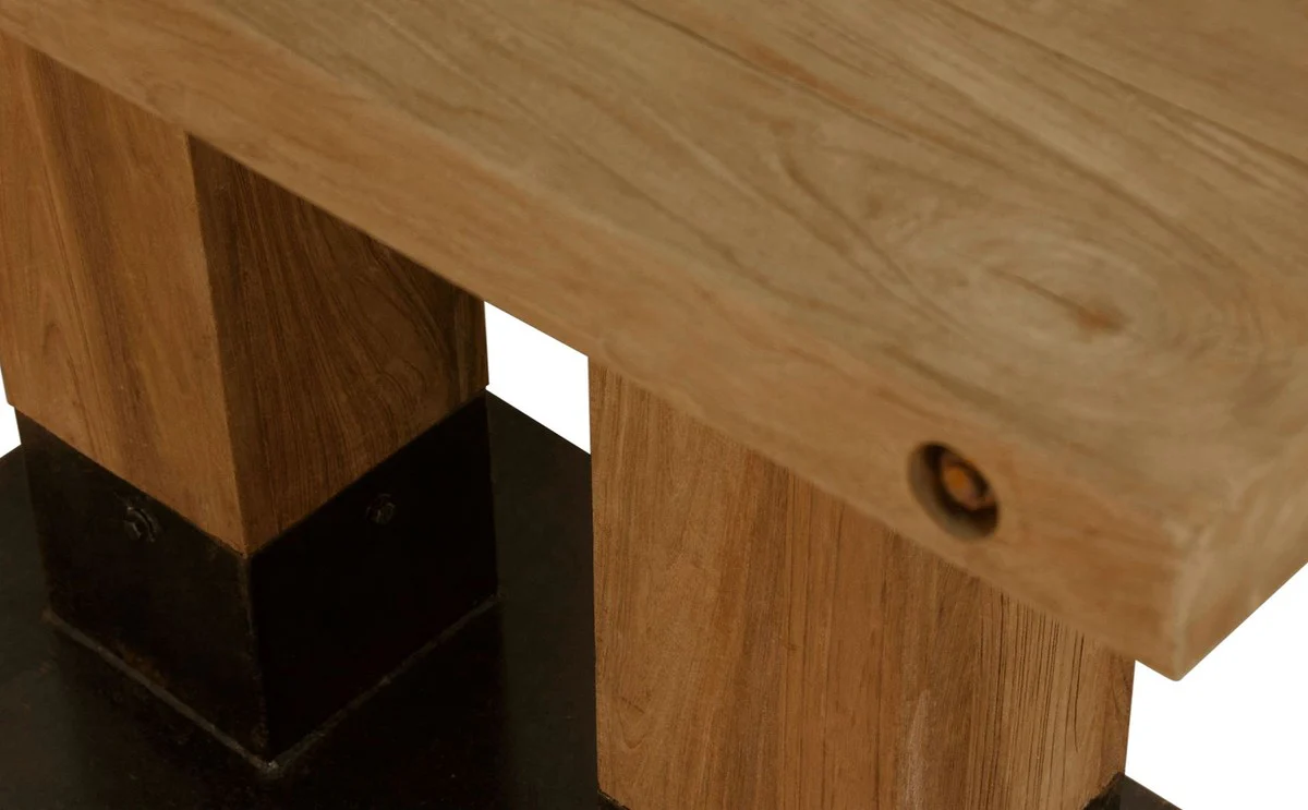 Luxus Teakholz Esstisch Braun / Schwarz 110 x 70 x H. 77 cm - Esszimmermöbel