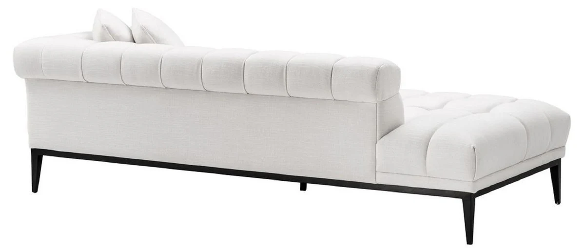 Luxus Lounge Sofa Weiß / Schwarz 223 x 98 x H. 69 cm - Rechtsseitiges Wohnzimmer Sofa mit 2 Kissen - Luxus Qualität