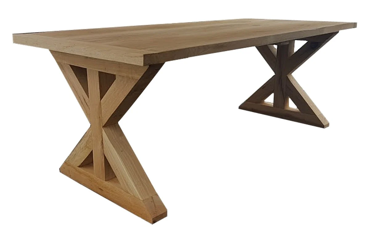 Luxus Massivholz Esstisch - Eiche - 200 cm x 100 cm x H78 cm - Schwere Ausführung