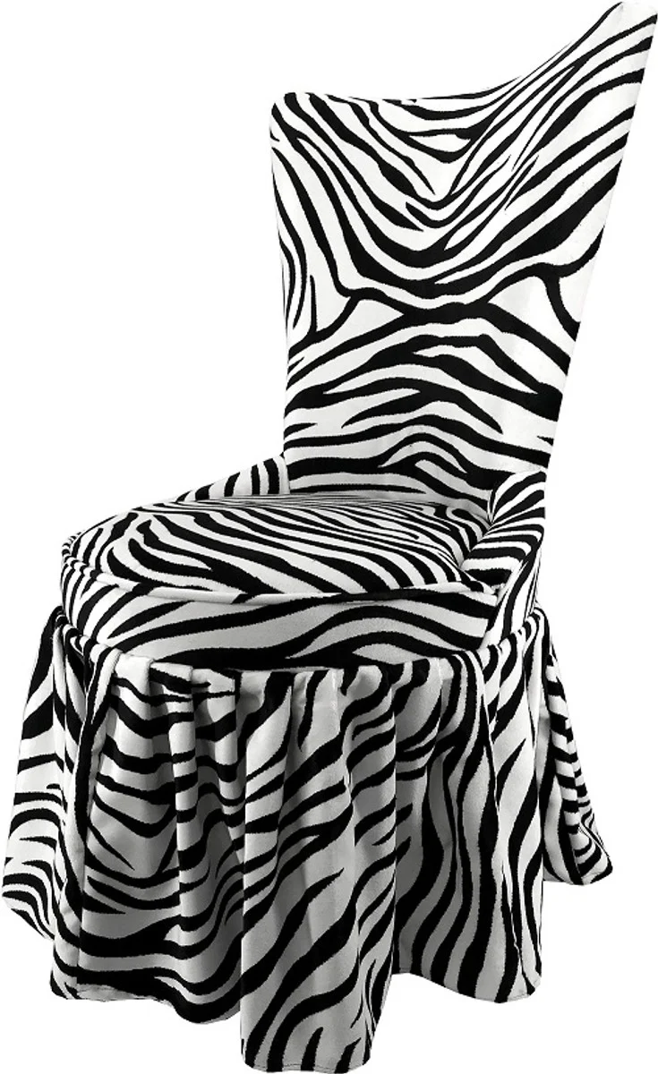 Pompöös by Luxus Barock Schloss Esszimmerstühle Zebra Schwarz / Weiß - Pompööse Barock Stühle designed by Harald Glööckler - 6 Esszimmerstühle - Barock Möbel