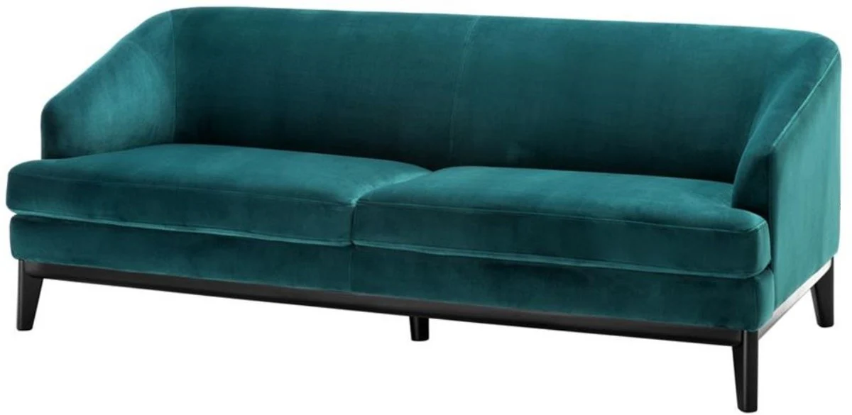 Luxus Wohnzimmer Sofa Meergrün / Schwarz 195 x 90 x H. 75 cm - Luxus Möbel