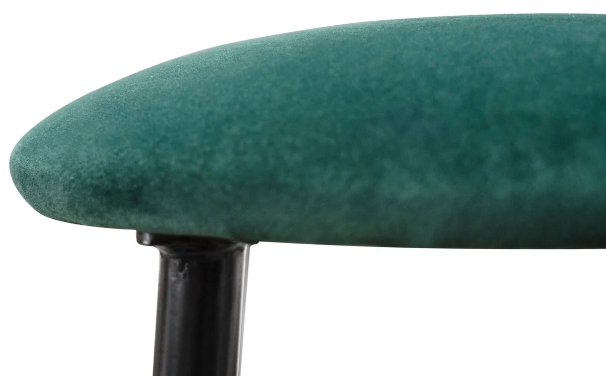 Luxus Barhocker Grün / Schwarz Ø 37 x H. 76 cm - Barstuhl mit Samtstoff