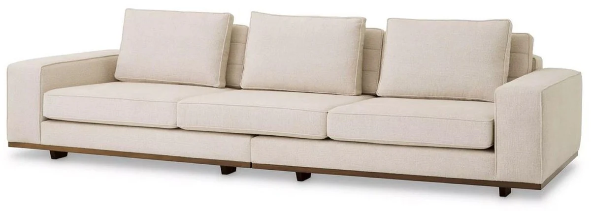 Luxus Sofa Beige / Braun 286 x 110 x H. 80 cm - Wohnzimmer Sofa mit Kissen - Wohnzimmer Möbel - Luxus Möbel - Wohnzimmer Einrichtung - Luxus Einrichtung - Luxus Qualität