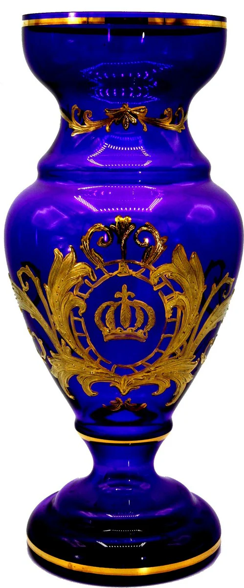 Pompöös by Luxus Pokal Vase mit 24 Karat Vergoldung Lila / Gold Ø 14 x H. 30,5 cm - Pompööse Blumenvase designed by Harald Glööckler