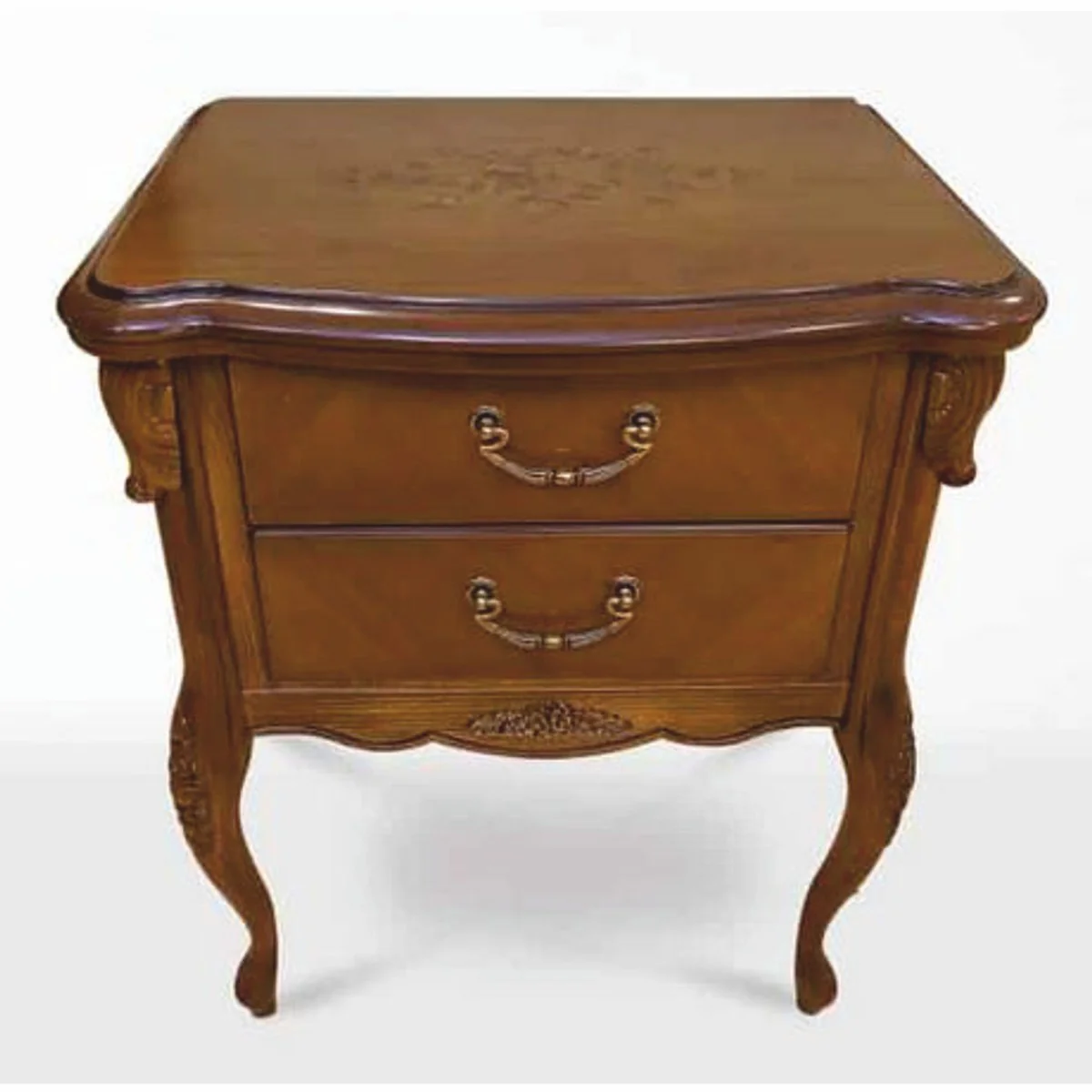 Luxus Barock Nachtkommode Braun H. 72,6 cm - Barock Schlafzimmer Möbel