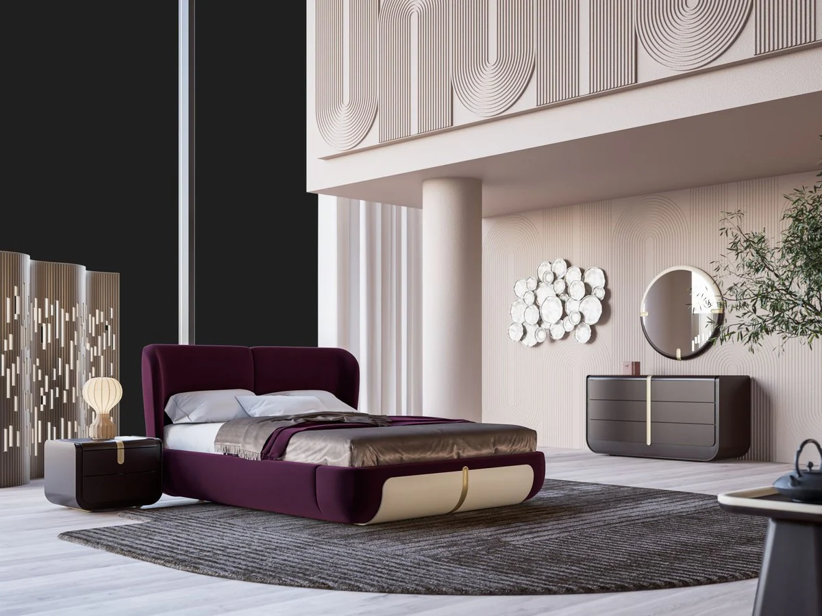 Luxus Massivholz Kommode mit 6 Schubladen Schwarz / Beige 160 x 56 x H. 85 cm - Schlafzimmer Kommode - Schlafzimmer Möbel - Luxus Möbel - Luxus Einrichtung - Möbel Luxus