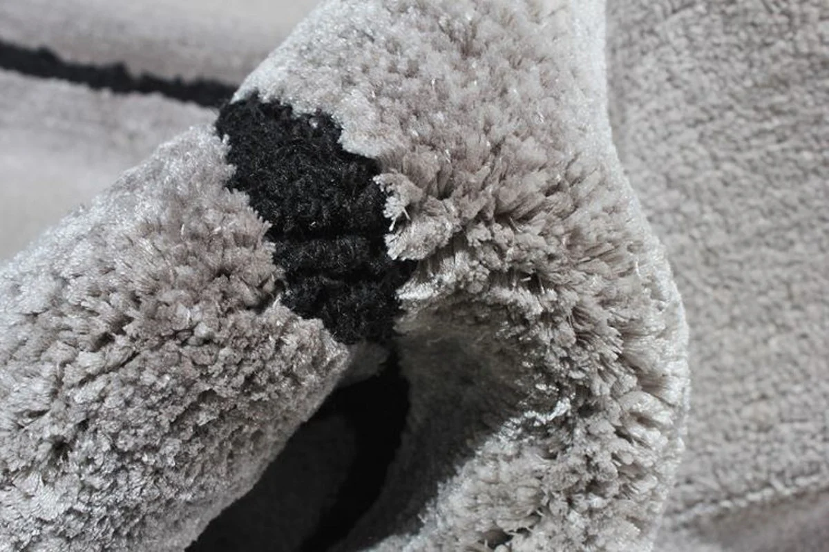 Luxus Teppich Grau / Schwarz 160 x 230 cm - Rechteckiger Wohnzimmer Teppich - Moderner Schlafzimmer Teppich - Luxus Interior - Luxus Qualität