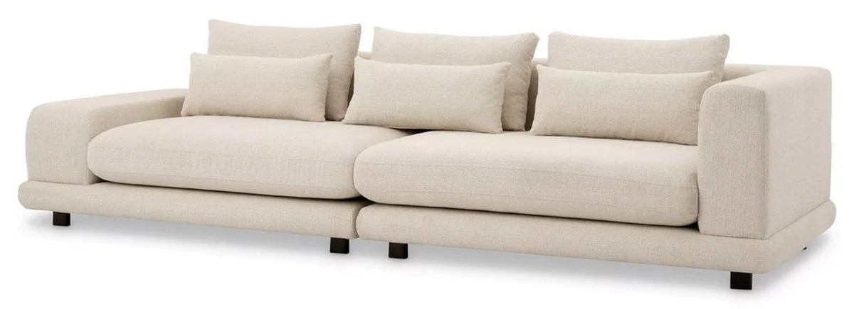 Luxus Sofa Beige / Schwarz 285 x 106 x H. 66 cm - Wohnzimmer Sofa mit Kissen - Wohnzimmer Möbel - Luxus Möbel - Wohnzimmer Einrichtung - Luxus Einrichtung - Luxus Qualität