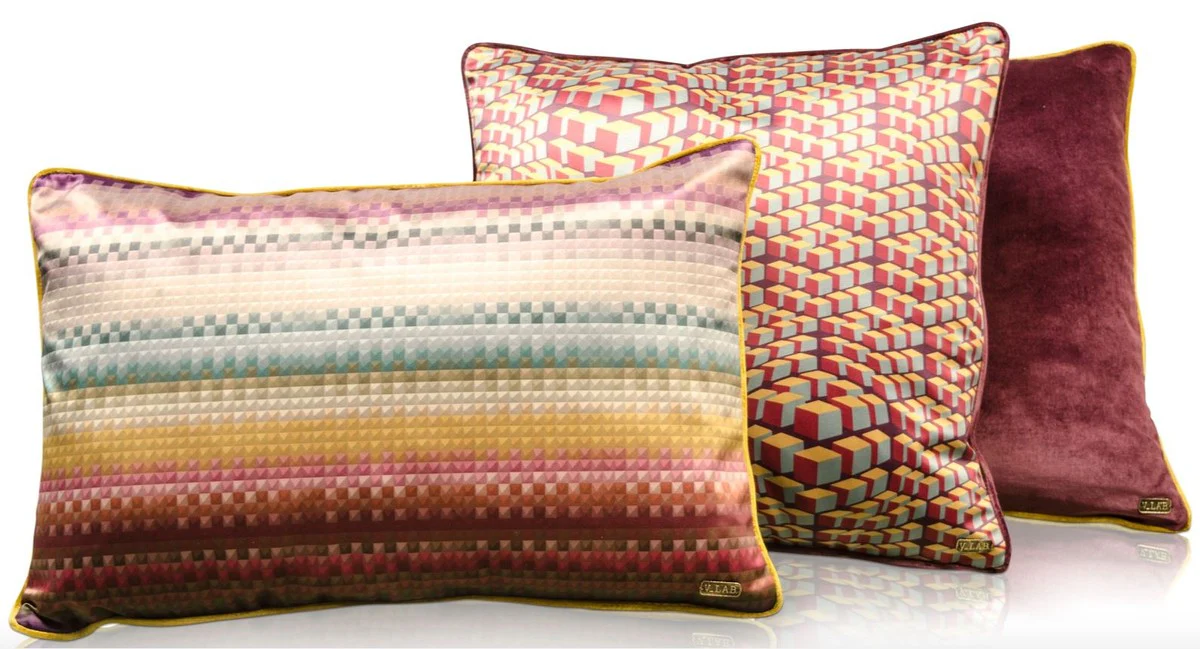 Wohnzimmer Deko Kissen 3er Set Mehrfarbig - Luxus Kollektion