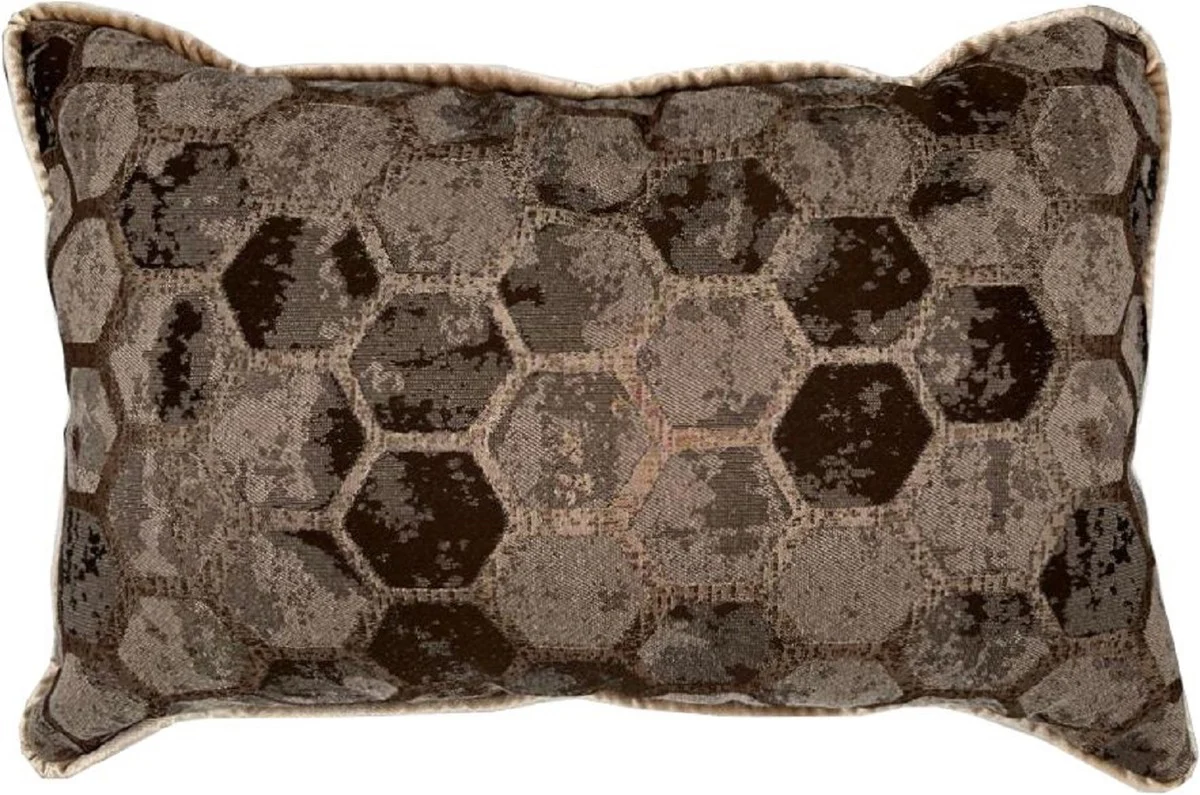 Luxus Kissen Braun 55 x 35 cm - Deko Kissen - Rechteckiges Zierkissen - Wohnzimmer Deko - Luxus Deko Accessoires - Luxus Deko