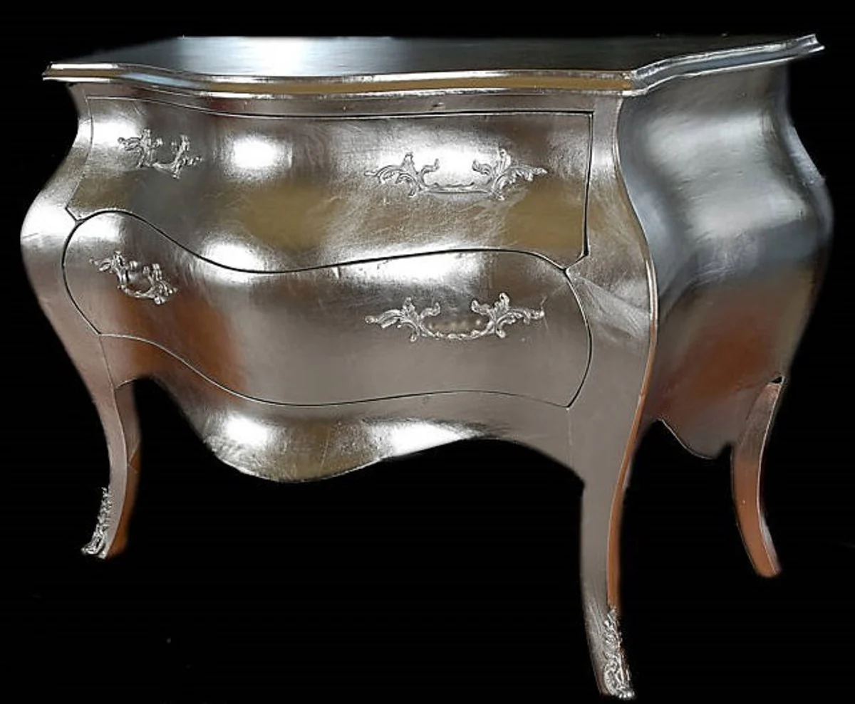 Barock Kommode 120 cm SIlber - Möbel Antik Stil