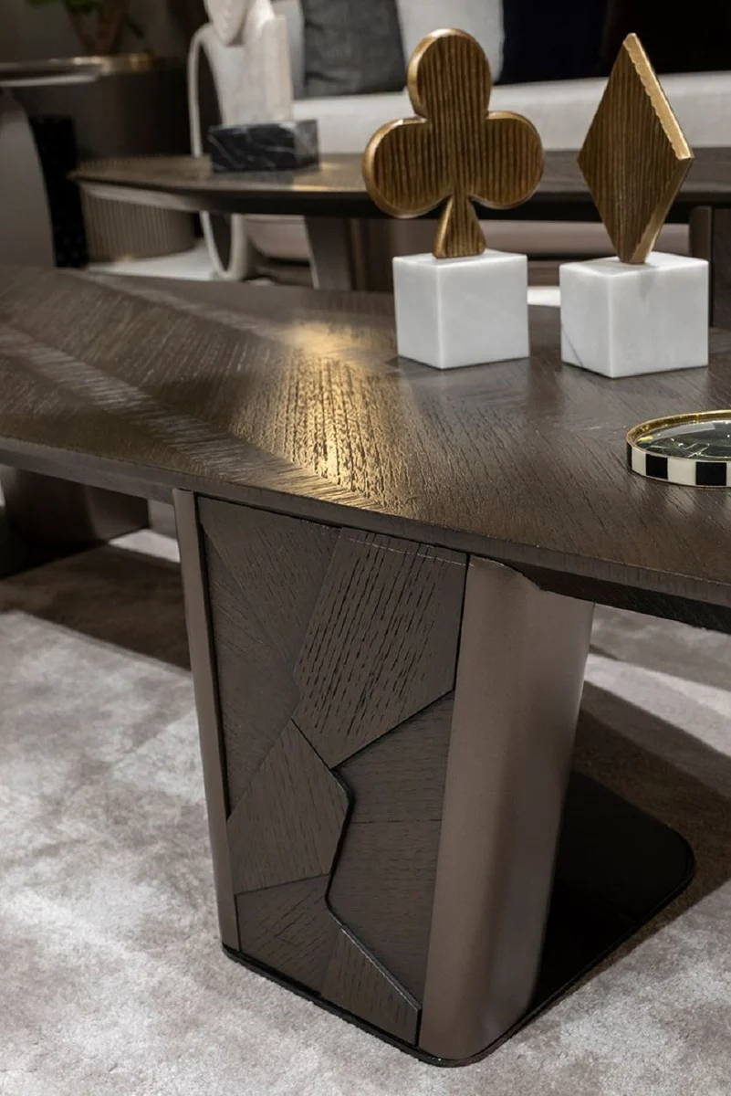 Luxus Couchtisch 2er Set Dunkelbraun / Bronze - Luxus Wohnzimmertische - Wohnzimmer Möbel - Hotel Möbel - Luxus Möbel