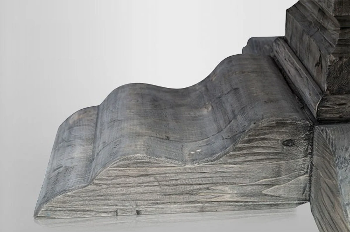 Landhaus Esstisch Rund Eiche Rustic Grey - Barock Stil Tisch Eiche Massiv