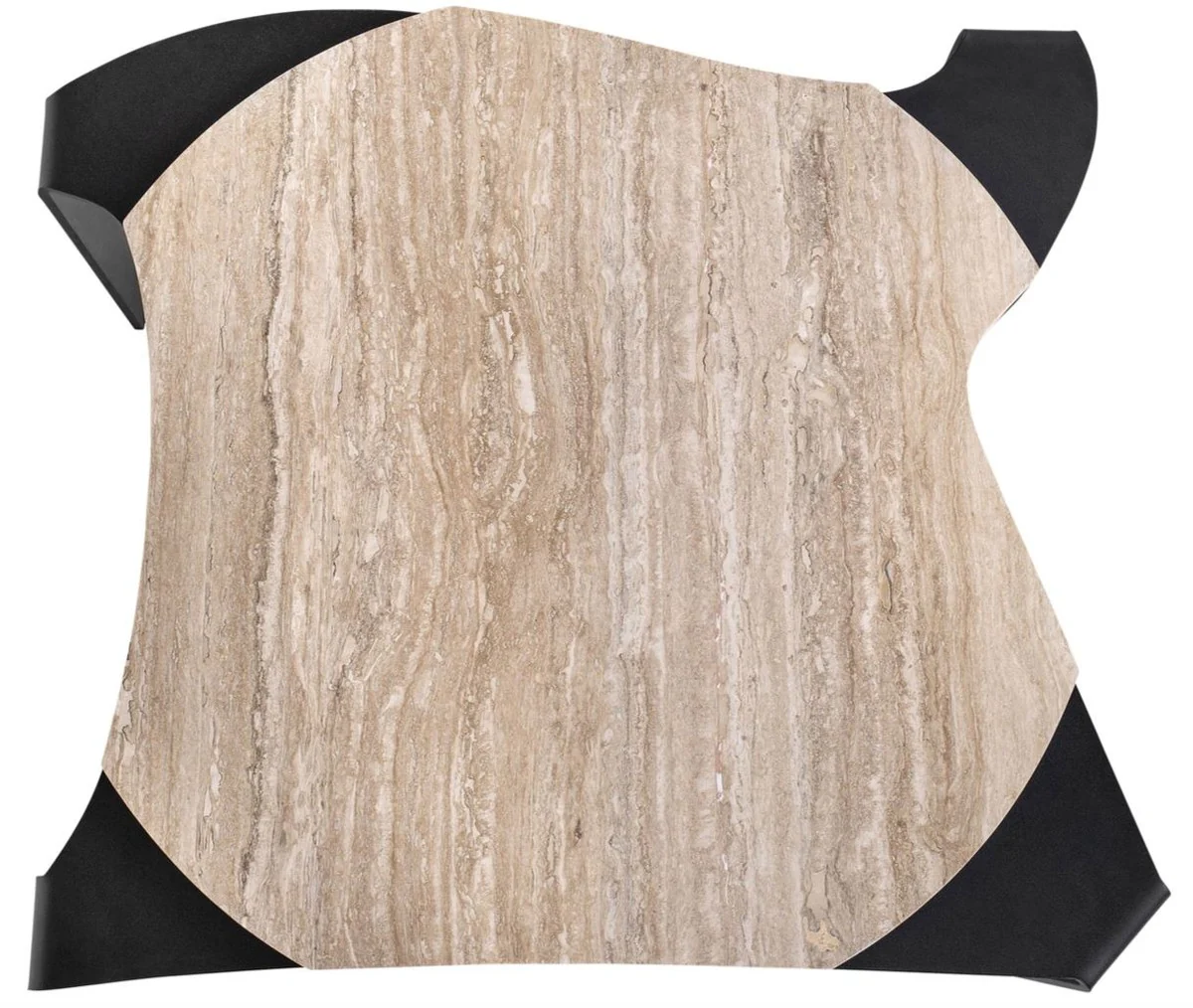 Luxus Couchtisch Schwarz / Beige 75,5 x 78 x H. 32,5 cm - Designer Wohnzimmertisch mit Marmorplatte