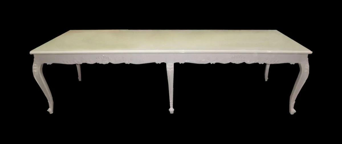 Barock Esstisch mit Glasplatte 300 x 88 x H. 83 cm - Luxus Esstisch