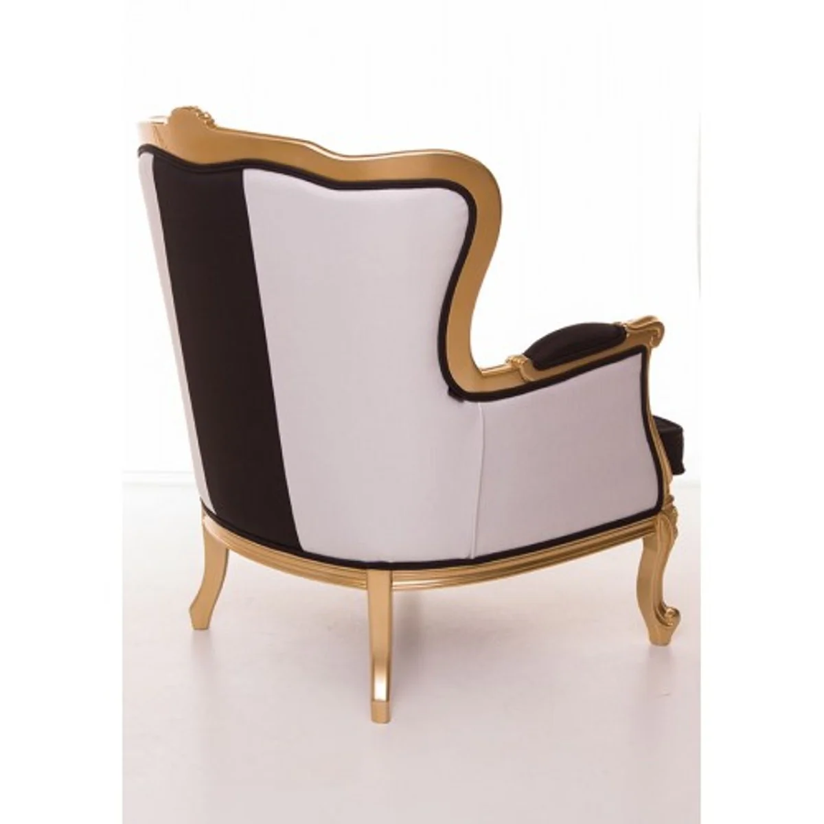 Luxus Barock Sessel Schwarz / Weiß / Gold Möbel - Luxury Hotel Collection