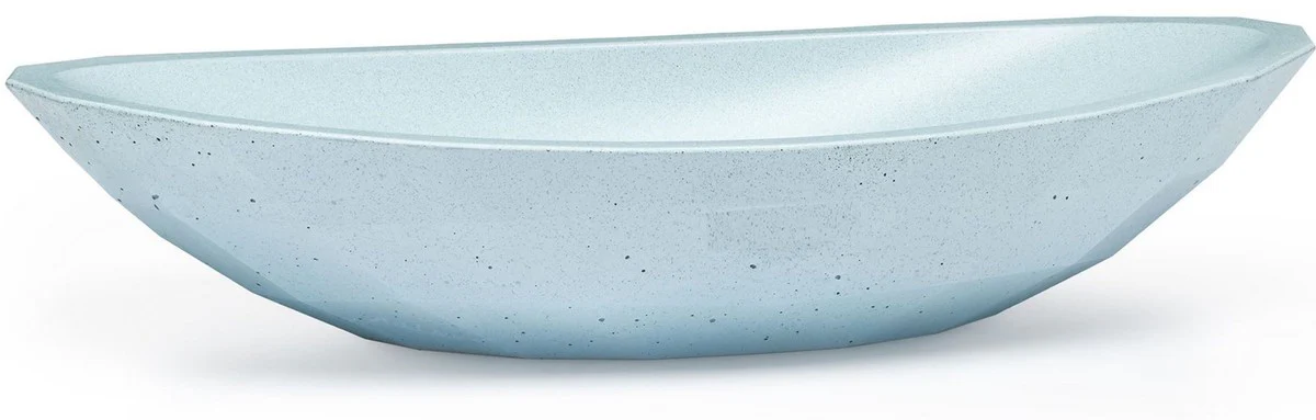 Luxus Waschbecken Schale Hellblau 60,9 x 29,7 x H. 11,9 cm - Handgefertigtes Beton Waschbecken - Badezimmer Accessoires - Luxus Badezimmer Zubehör
