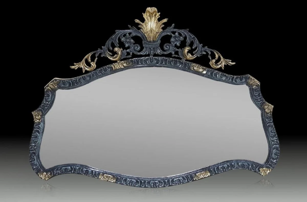 Luxus Barock Bronze Spiegel Blau / Gold 115 cm - Barock Möbel