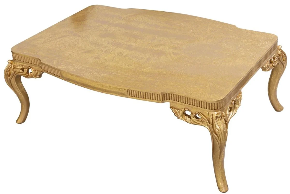 Luxus Barock Couchtisch Gold 120 x 86 x H. 45 cm - Prunkvoller Wohnzimmertisch - Wohnzimmer Möbel im Barockstil