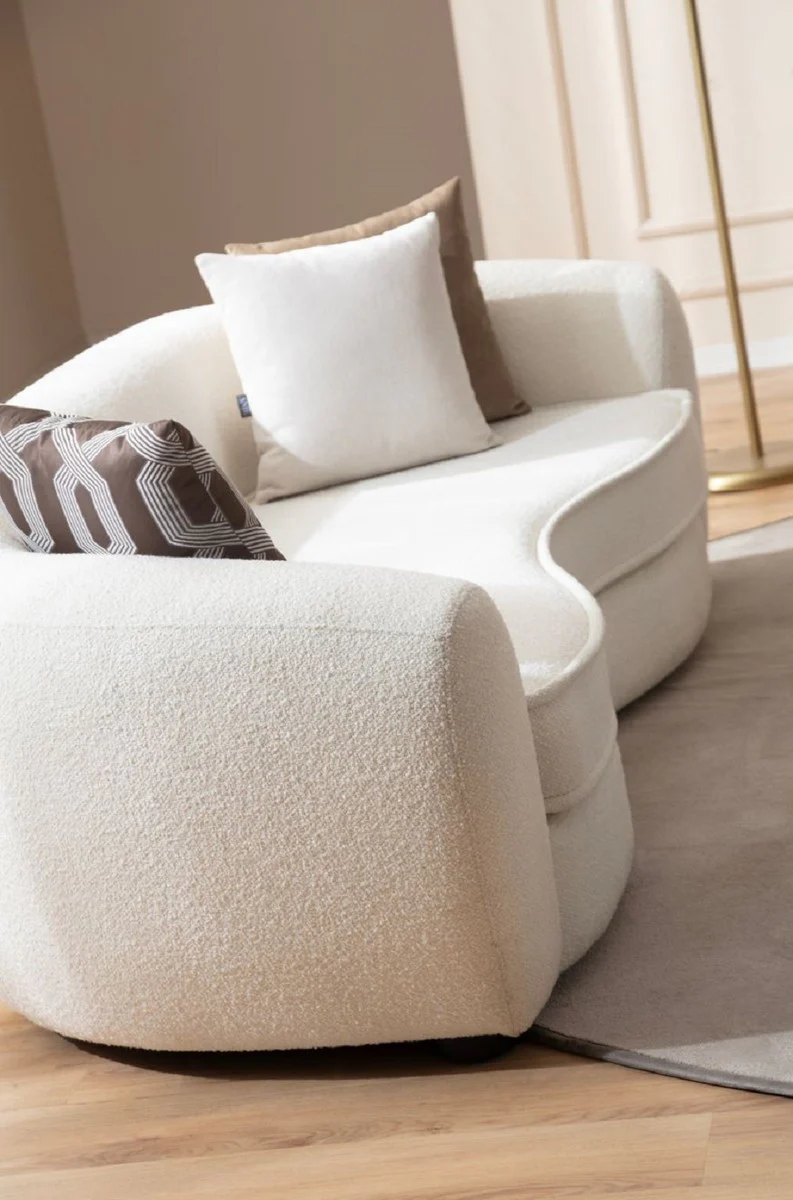 Luxus Sofa Weiß / Schwarz 250 x 106 x H. 72 cm - Wohnzimmer Sofa - Hotel Sofa - Wohnzimmer Möbel - Wohnzimmer Einrichtung - Hotel Möbel - Luxus Möbel - Luxus Einrichtung