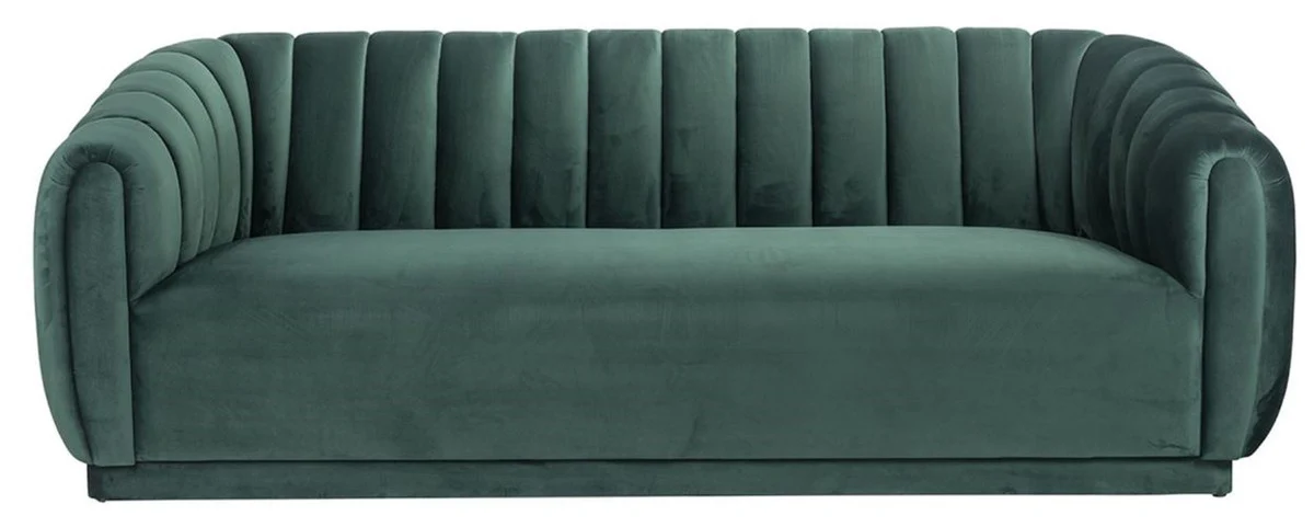 Luxus Samt Sofa Grün 230 x 95 x H. 84 cm - Wohnzimmer Sofa - Wohnzimmer Möbel - Luxus Möbel - Wohnzimmer Einrichtung - Luxus Einrichtung - Luxus Qualität