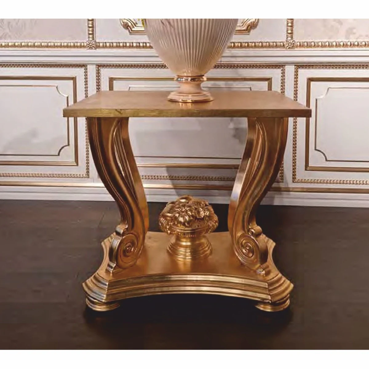 Luxus Barock Beistelltisch Gold H. 69 cm - Made in Italy