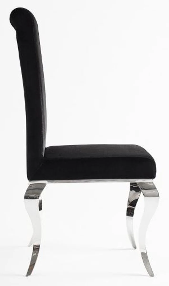 Luxus Modern Barock Esszimmer Stuhl Blau / Silber - Designer Stuhl