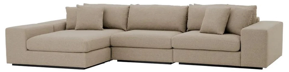 Luxus Ecksofa mit Kissen Grau / Schwarz 380 x 200 x H. 90 cm - Wohnzimmer Sofa - Hotel Sofa - Wohnzimmer Möbel - Hotel Möbel - Luxus Möbel - Luxus Qualität