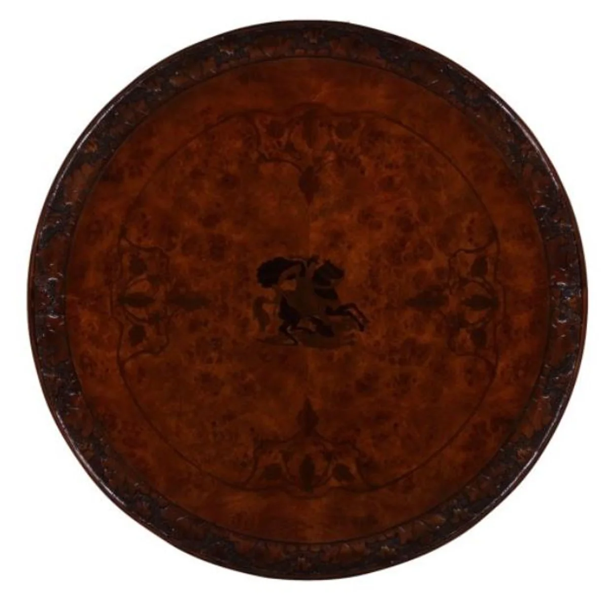 Luxus Jugendstil Mahagoni Beistelltisch Braun Ø 50 x H. 74 cm - Wohnzimmermöbel