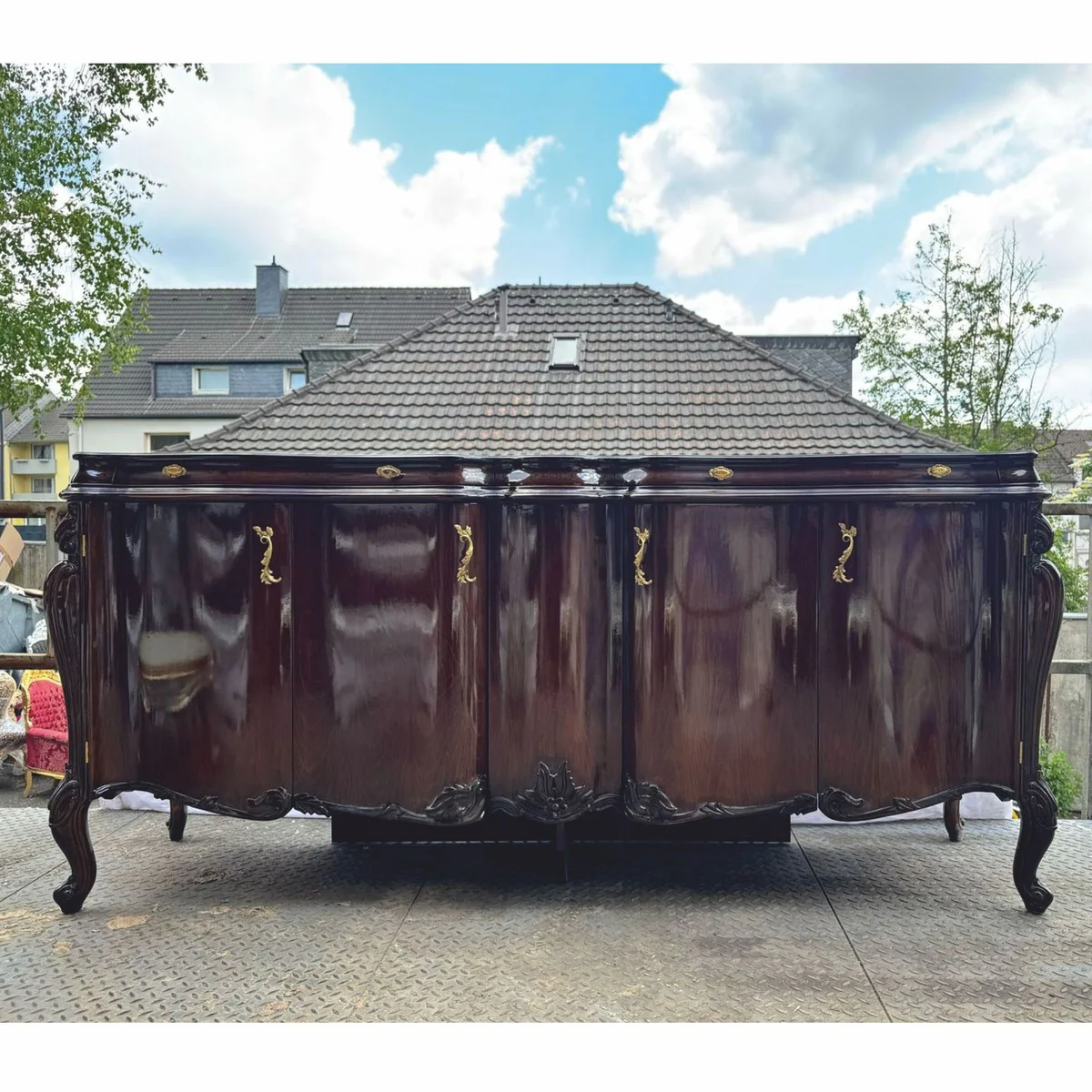 Luxus Barock Sideboard mit 4 Türen Dunkelbraun 240 cm - Barock Möbel