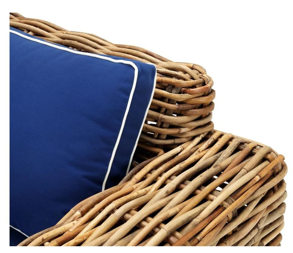 Designer Rattan Sessel 100 x 88 x H. 69 cm - Luxus Wohnzimmer Möbel