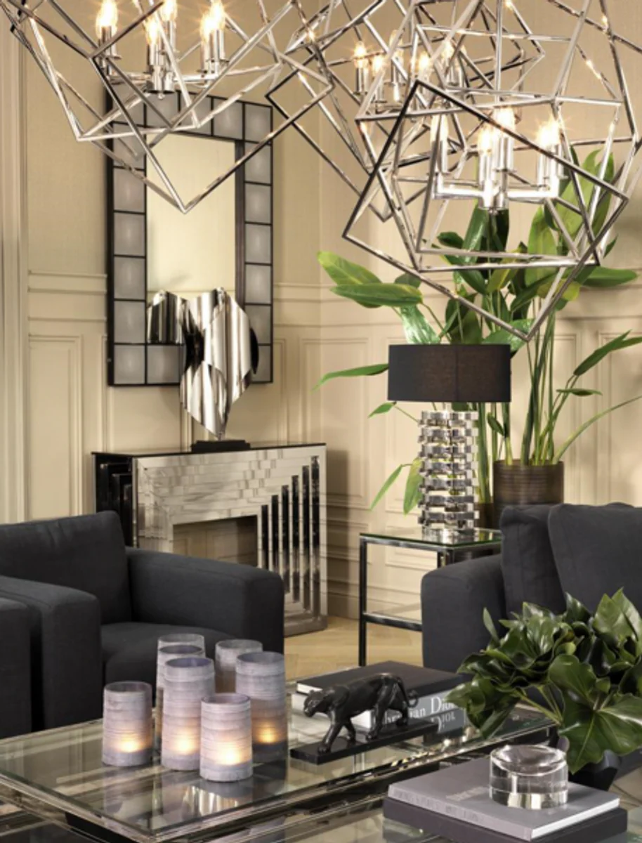 Luxus Art Deco Designer Couchtisch 140 x 85 x H. 41 cm - Wohnzimmer Salon Tisch - Designer Tisch Möbel