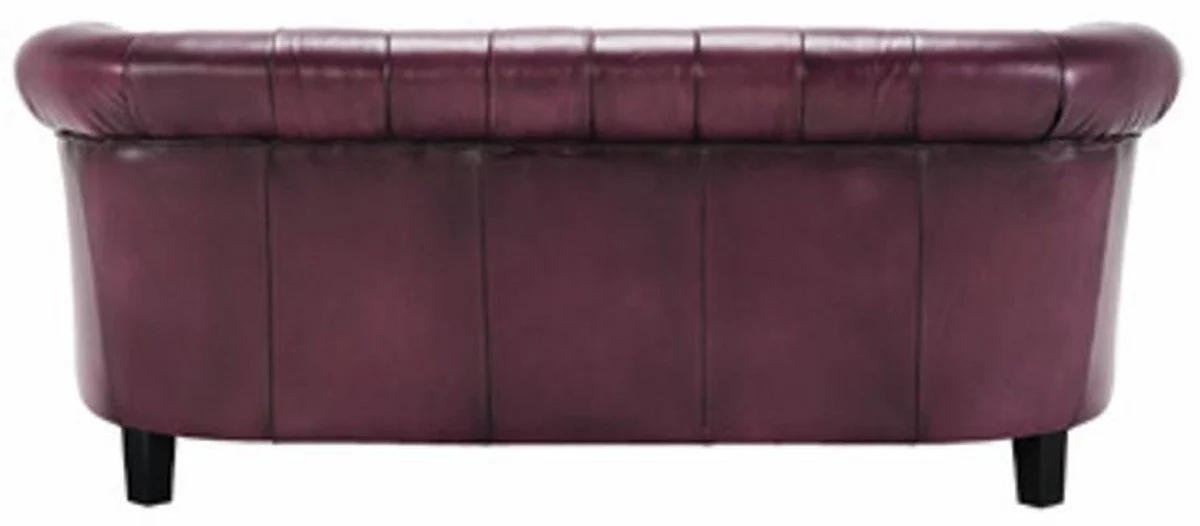 Luxus Chesterfield Echtleder Sofa Lila / Schwarz 160 cm - Echtleder Möbel
