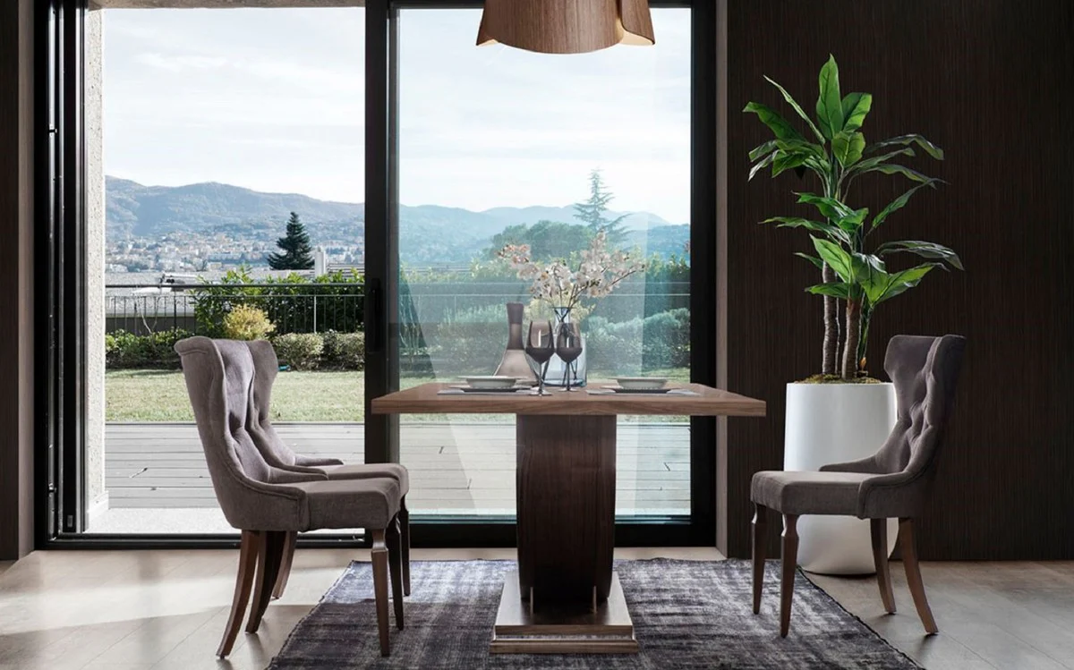 Luxus Esstisch Braun 220 x 103 x H. 76 cm - Moderner Massivholz Küchentisch - Luxus Massivholz Esszimmer Möbel