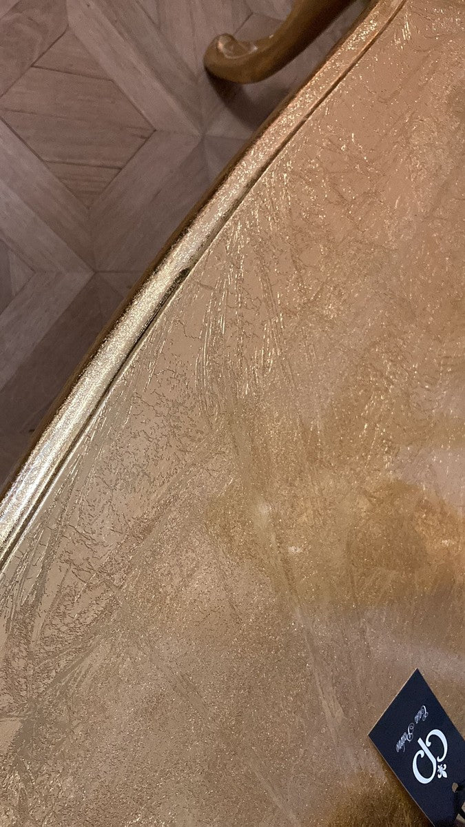 Luxus Barock Couchtisch Antik Gold - Rechteckiger Massivholz Wohnzimmertisch im Barockstil - Barock Möbel - Luxus Möbel im Barockstil - Barock Einrichtung - Edel & Prunkvoll