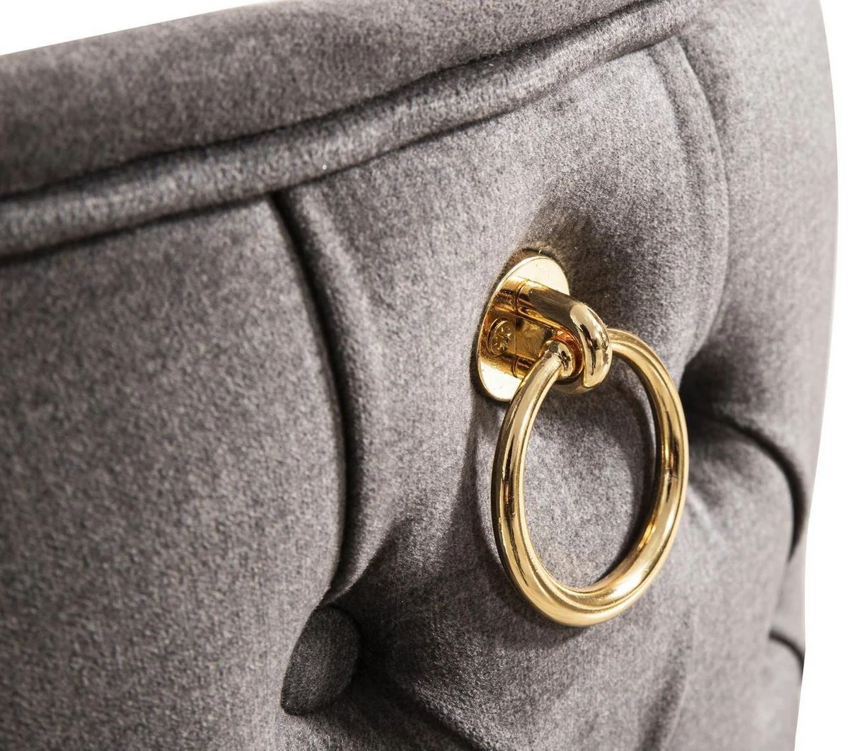 Luxus Art Deco Esszimmer Stuhl Set Grau / Gold 57 x 55 x H. 98 cm - Edles Küchen Stühle 6er Set - Art Deco Esszimmer Möbel