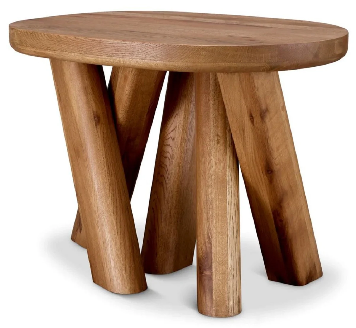 Luxus Massivholz Beistelltisch Braun 65 x 50 x H. 49,5 cm - Eichenholz Beistelltisch - Wohnzimmer Möbel - Luxus Möbel - Luxus Qualität